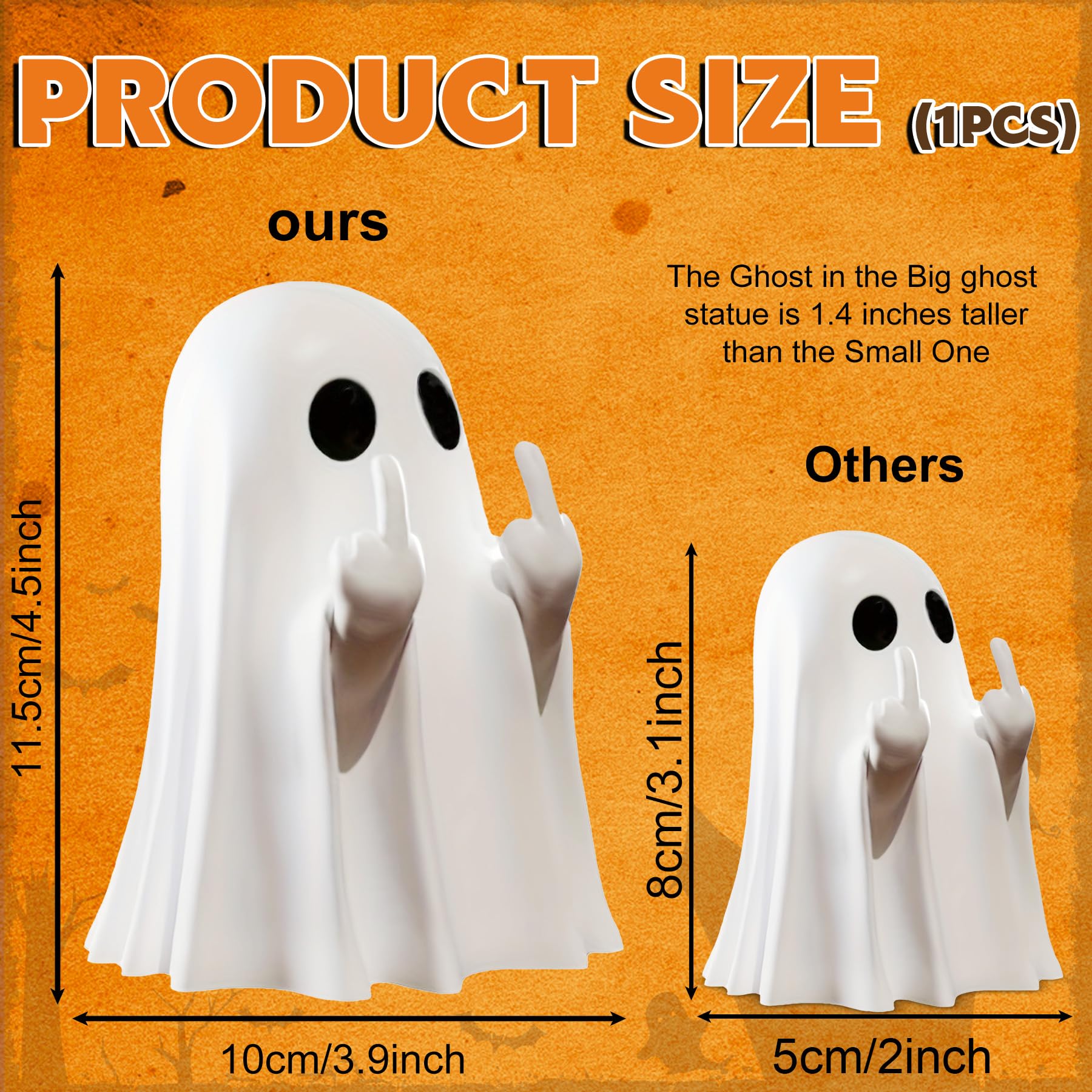 Halloween Ghost Figurine-Spooky & Cute Ghost Statue for Home, Desk, Party Decor | FunnyGhost Halloween Decor Indoor